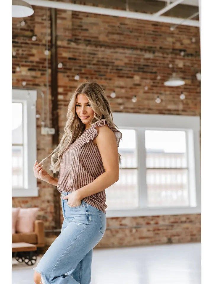 Striped Ruffle Top