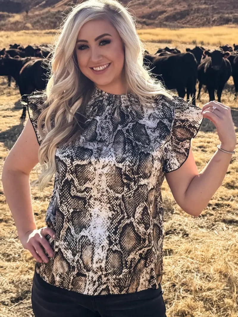 Babydoll Snake Print Blouse