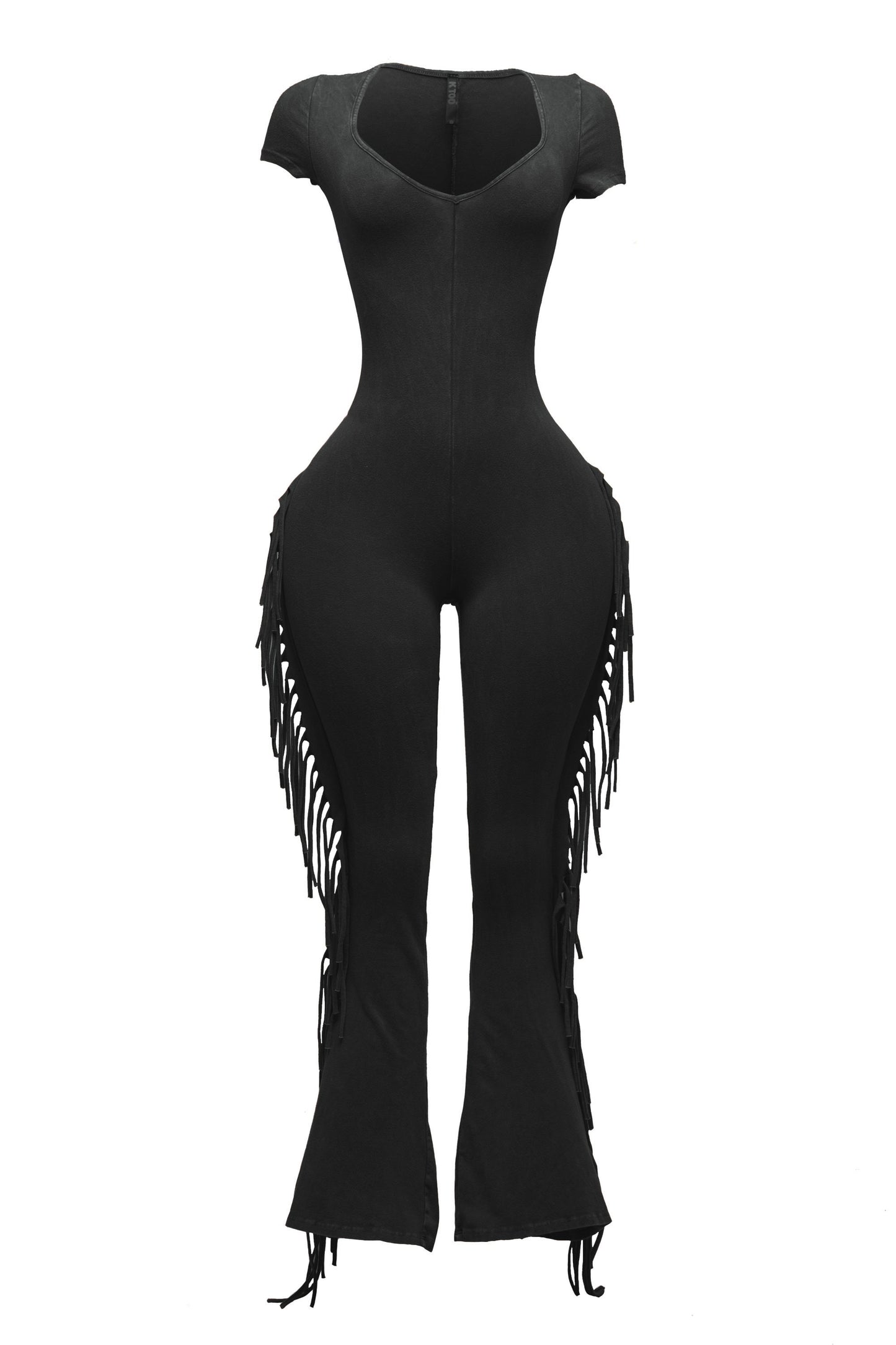 Mineral Washed Fringe Jumpsuit
